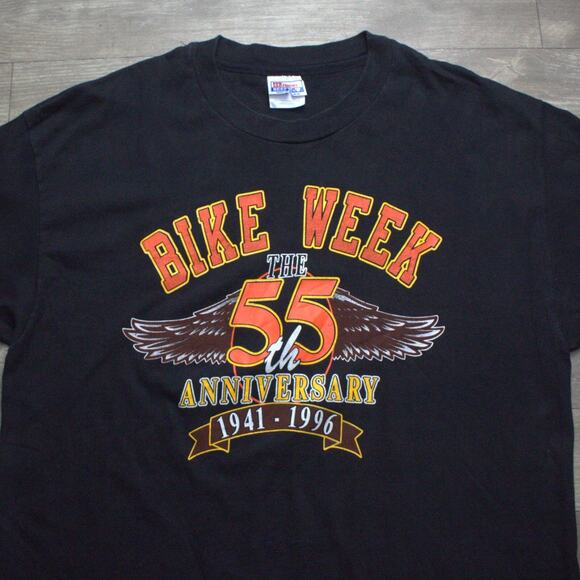 55th Bike Week Shirt Black Vintage 90s Motorcycle Biker Rally Size XL - Picture 1 of 6